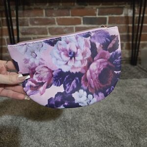 Ipsy Floral Pink and Purple Women's Make Up Bag